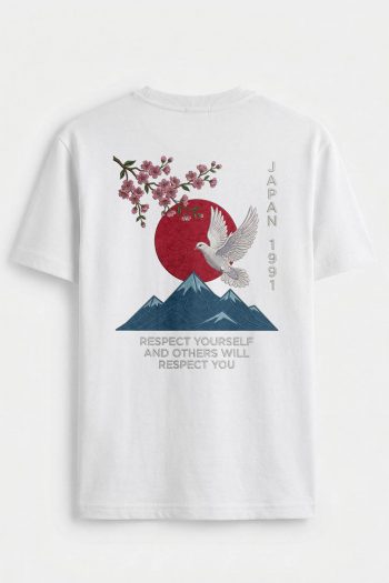Japan Sakura Dove, T-Shirt σε Λευκό Χρώμα