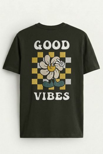 Good Vibes Always, T-Shirt σε Χακί Χρώμα