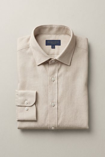 Λινό Πουκάμισο Regular Fit σε Μπεζ Χρώμα_01