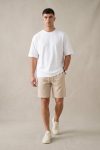 Σετ Λινό Μπεζ Σορτσάκι & Oversized Λευκό T-shirt_01