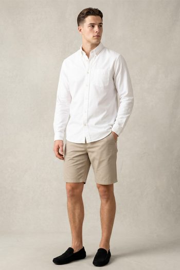 Σετ Πουκάμισο Oxford Λευκό & Βερμούδα Chino Μπεζ