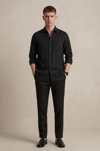 Λινό Πουκάμισο Regular Fit σε Μάυρο Χρώμα_02