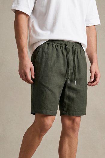 Σετ Λινό Χακί Σορτσάκι & Oversized Λευκό T-shirt_02