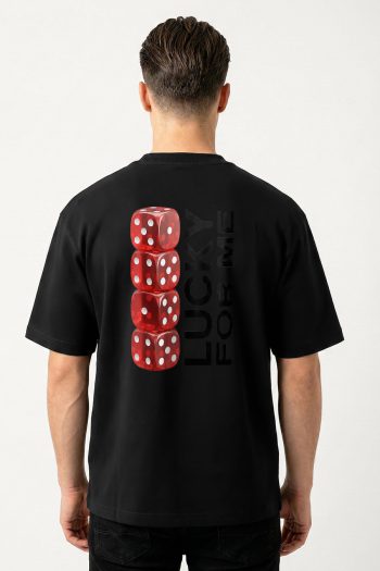 Oversized T-Shirt σε Μαύρο Χρώμα, Lucky Dice Stack