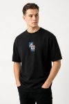 Oversized T-Shirt σε Μαύρο Χρώμα με σχέδιο, Palm Postcard Centered