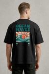 Oversized T-Shirt σε Μαύρο Χρώμα, Ocean Waves Sunset Poster