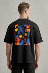 Oversized T-Shirt σε Μαύρο Χρώμα, Bold Floral Abstract