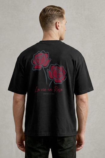 Oversized T-Shirt σε Μαύρο Χρώμα, La Vie En Rose Pair