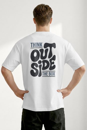 Oversized T-Shirt σε Λευκό Χρώμα, Think Outside
