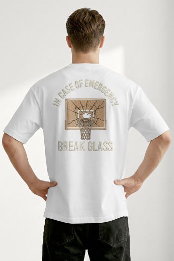 Oversized T-Shirt σε Λευκό Χρώμα, Emergency Basketball Hoop Golden