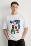 Oversized T-Shirt σε Λευκό Χρώμα με σχέδιο, Abstract Face