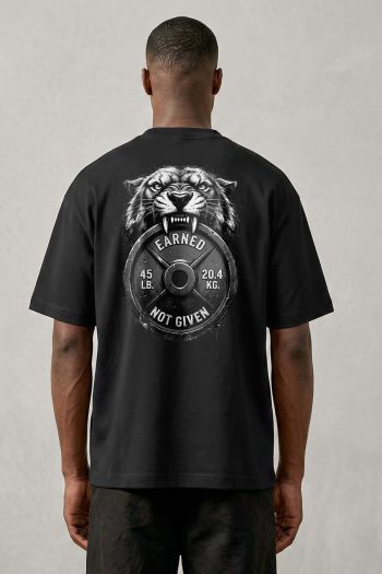 Oversized T-Shirt σε Μαύρο Χρώμα, Tiger Weight Plate