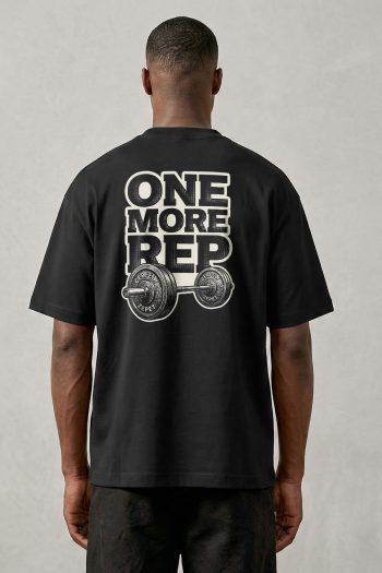 Oversized T-Shirt σε Μαύρο Χρώμα, One More Rep Barbell