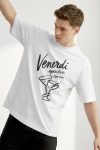 Oversized T-Shirt σε Λευκό Χρώμα με σχέδιο, Blackout Aperitivo Cin Cin