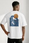 Oversized T-Shirt σε Λευκό Χρώμα, Blue Wave Sun