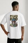 Oversized T-Shirt σε Λευκό Χρώμα, Peace Monkey Portrait