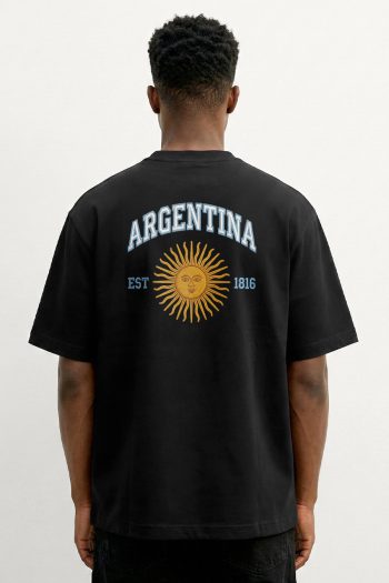 Oversized T-Shirt σε Μαύρο Χρώμα, Argentina Sun Varsity