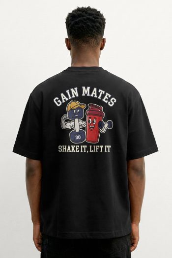Oversized T-Shirt σε Μαύρο Χρώμα, Gain Mates