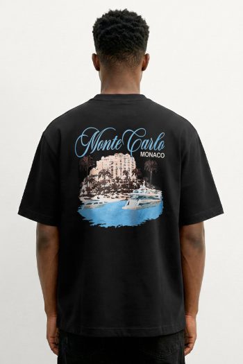 Oversized T-Shirt σε Μαύρο Χρώμα, Monte Carlo Marina