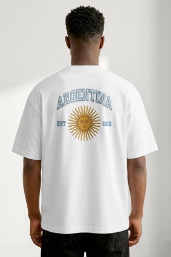 Oversized T-Shirt σε Λευκό Χρώμα, Argentina Sun Varsity
