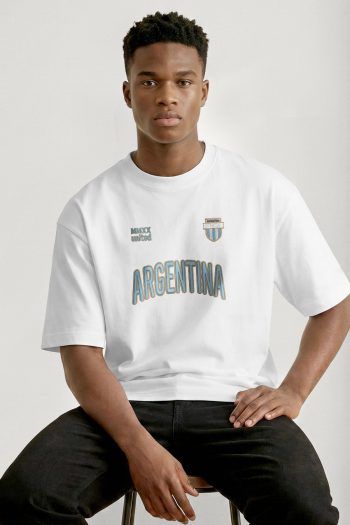Oversized T-Shirt σε Λευκό Χρώμα με σχέδιο, Argentina Varsity
