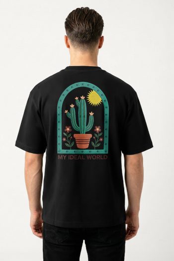 Oversized T-Shirt σε Μαύρο Χρώμα, Ideal Cactus World