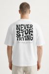 Oversized T-Shirt σε Λευκό Χρώμα, Tonal Never Stop Trying