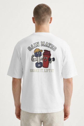 Oversized T-Shirt σε Λευκό Χρώμα, Gain Mates