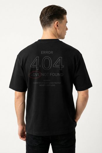Oversized T-Shirt σε Μαύρο Χρώμα, Error Love Not Found