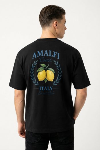 Oversized T-Shirt σε Μαύρο Χρώμα, Amalfi Lemon Crest