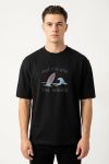Oversized T-Shirt σε Μαύρο Χρώμα με σχέδιο, Wave Sail Club