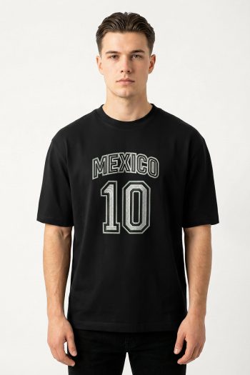 Oversized T-Shirt σε Μαύρο Χρώμα με σχέδιο, Mexico Ten