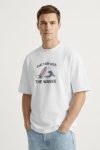 Oversized T-Shirt σε Λευκό Χρώμα με σχέδιο, Wave Sail Club