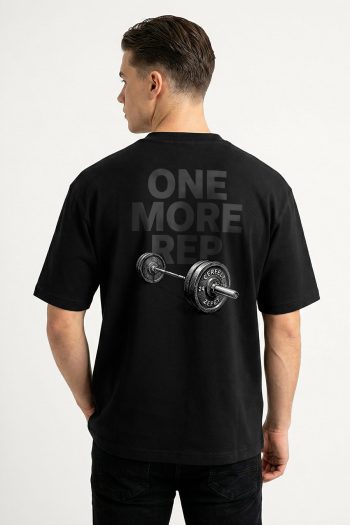 Oversized T-Shirt σε Μαύρο Χρώμα, Tonal Barbell Rep