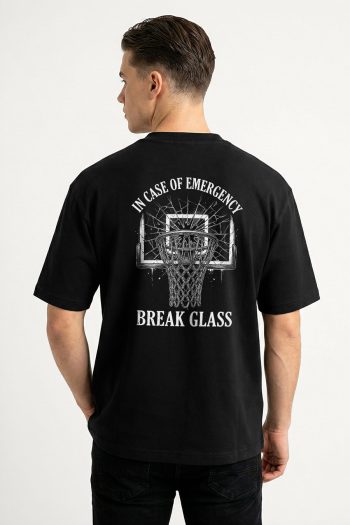 Oversized T-Shirt σε Μαύρο Χρώμα, Emergency Basketball Hoop