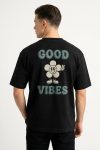 Oversized T-Shirt σε Μαύρο Χρώμα, Good Vibes Daisy