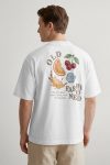 Oversized T-Shirt σε Λευκό Χρώμα, Old Fashioned Fruit Collage