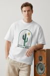 Oversized T-Shirt σε Λευκό Χρώμα με σχέδιο, Cactus World