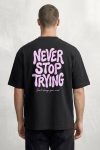 Oversized T-Shirt σε Μαύρο Χρώμα, Pink Never Stop Trying