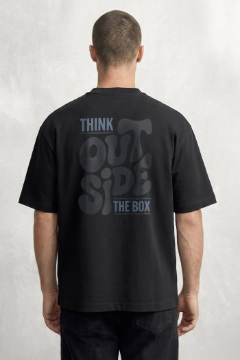 Oversized T-Shirt σε Μαύρο Χρώμα, Think Outside