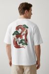 Oversized T-Shirt σε Λευκό Χρώμα, Japan Crane Waves
