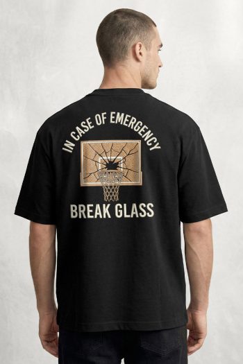 Oversized T-Shirt σε Μαύρο Χρώμα, Emergency Basketball Hoop Golden