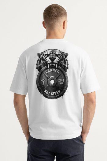 Oversized T-Shirt σε Λευκό Χρώμα, Tiger Weight Plate