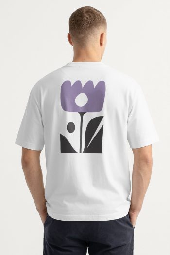 Oversized T-Shirt σε Λευκό Χρώμα, Abstract Flower Icon