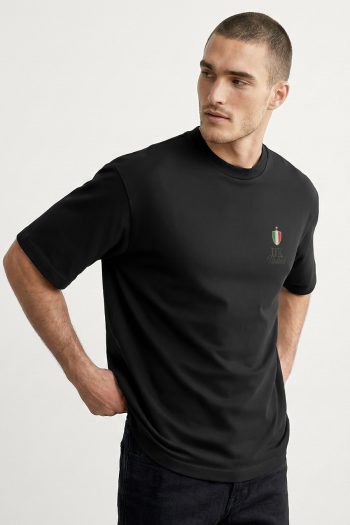 Oversized T-Shirt σε Μαύρο Χρώμα με σχέδιο, Italia Token