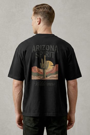 Oversized T-Shirt σε Μαύρο Χρώμα, Arizona Desert Spirit