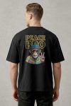 Oversized T-Shirt σε Μαύρο Χρώμα, Peace Monkey Portrait
