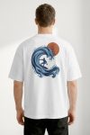 Oversized T-Shirt σε Λευκό Χρώμα, Great Wave Surfer
