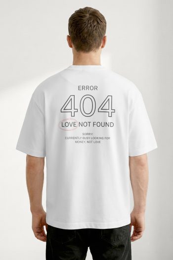 Oversized T-Shirt σε Λευκό Χρώμα, Error Love Not Found