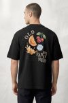 Oversized T-Shirt σε Μαύρο Χρώμα, Old Fashioned Fruit Collage